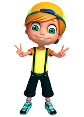 3D Render of Little  boy thumbs up pose