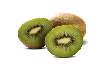 Kiwi fruit isolated on white background, macro