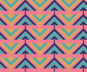 Vintage seamless pattern with triangles and pixels