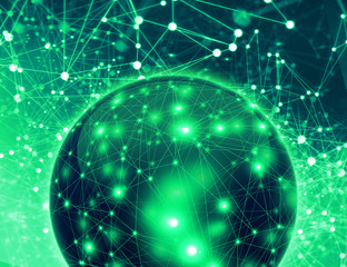 data deep learning hologram ai technology robotic, molecule of chemical, atom cell science, futuristic cyber network system online, background illustration 3d rendering