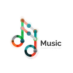 Music note logo, flat thin line geometric design