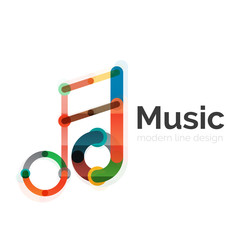 Music note logo, flat thin line geometric design