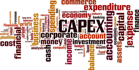 CAPEX word cloud concept. Vector illustration - obrazy, fototapety, plakaty