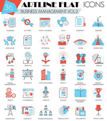 Vector Business management ultra modern outline artline flat line icons for web and apps.