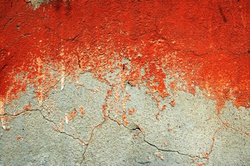 Vintage half red plaster background wall texture