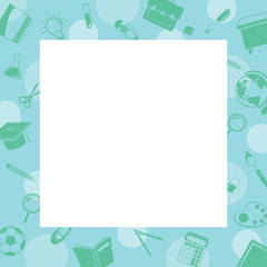 School Supplies Icons On Border, Back to school, Educational, Stationery, Book, Children, School Supplies, Educational Subject, Objects, Icons