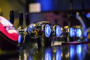 Metallic beer taps