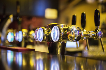 Metallic beer taps
