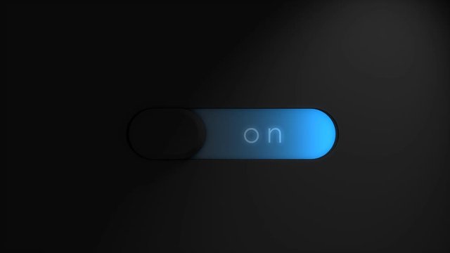 Analog power button animation, switch, plug, turn on.	