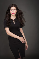 Beautiful woman in a black dress