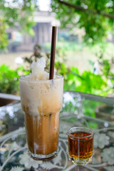 Glass Of Cold Coffee on the table