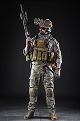 US Army Soldier on Dark Background - 108469163