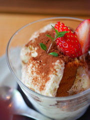 Tiramisu riding of strawberry