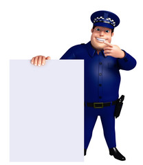 3D Rendered illustration of Police with white board