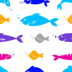 Vector seamless pattern with fishes.