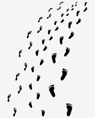 Black footprints of man, woman and  child, vector