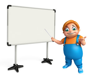  3D Render of Little boy with white board