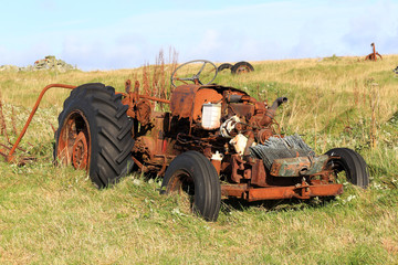 Derelict tractor, Mainland, Shetland, Scotland, UK.