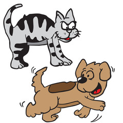 Plakat cat and dog