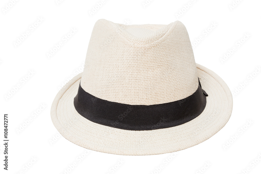 Wall mural white panama hat isolated on white