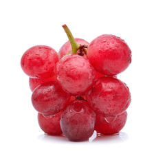 red grapes and water drops isolated on white background,