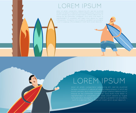 Set of surfer banners