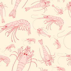 Seamless pattern with shrimps