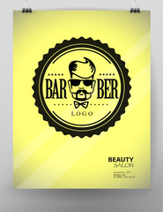 Hand drawn man portrait. Vector barber logo.
