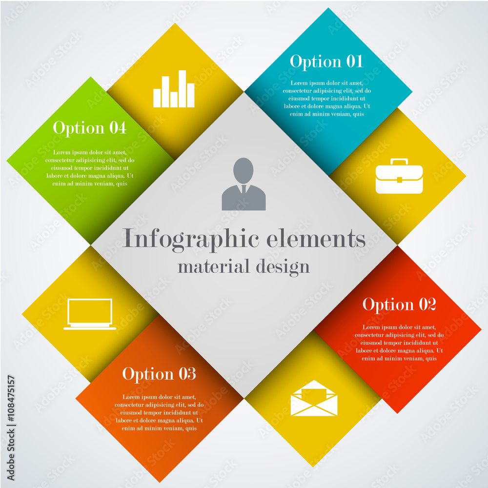 Wall mural Modern infographic square elements - Wall murals