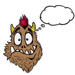funny looking monster with thought bubble