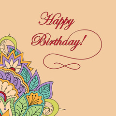 colorful birthday card in boho style