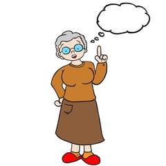 grandmother with thought bubble
