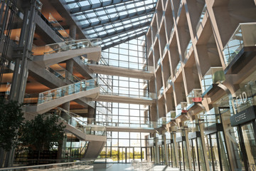 Modern open floor shopping mall concept. Photo realistic 3d rendering