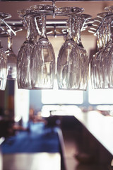 Empty glasses over the bar