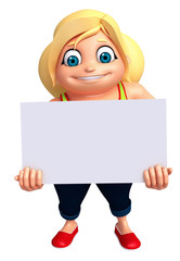  3D Render of Little Girl with white board