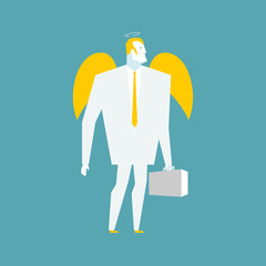 Angel businessman. Cherub paradise manager.  Guardian Angel for