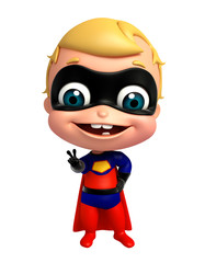 cute baby as a superhero victory pose