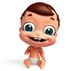 3D Render of baby sitting pose