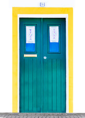 Colorful wooden door in Mertola, Portugal. Colors of Portugal Series