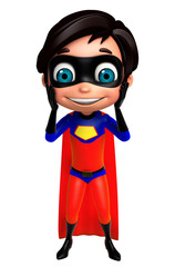 cute boy as a superhero funny pose