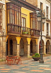 Fototapeta na wymiar Nice houses in the old town of Aviles, Spain
