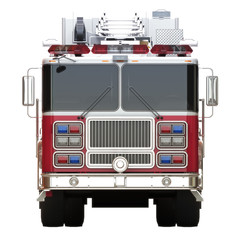 Generic firetruck illustration front view on a white background, part of a first responder series