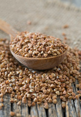 buckwheat in a wooden spoon