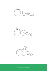 Fitness workout with swiss ball. hip raise movement. Vector design.
