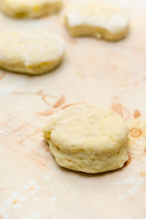 Homemade donuts dough on the table