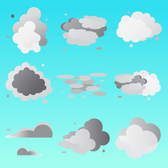 Set of clouds collection. Weathe icon for design. Vector illustration.