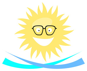 Sun with glasses - vector illustration 