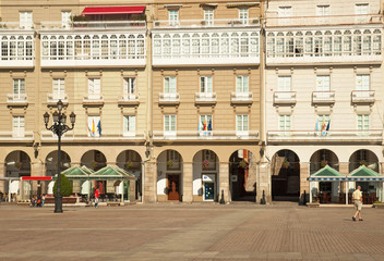 Obraz premium Nice houses in the old town of La Coruna, Spain