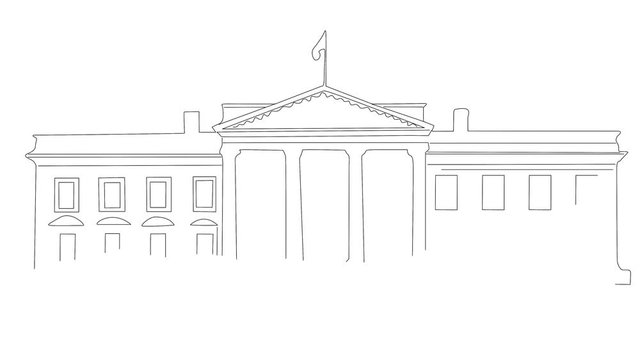 4K The White House In Washington DC Handdrawn Minimal Design Animation