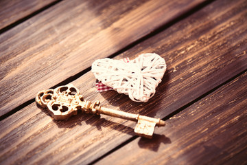 heart and key on the table